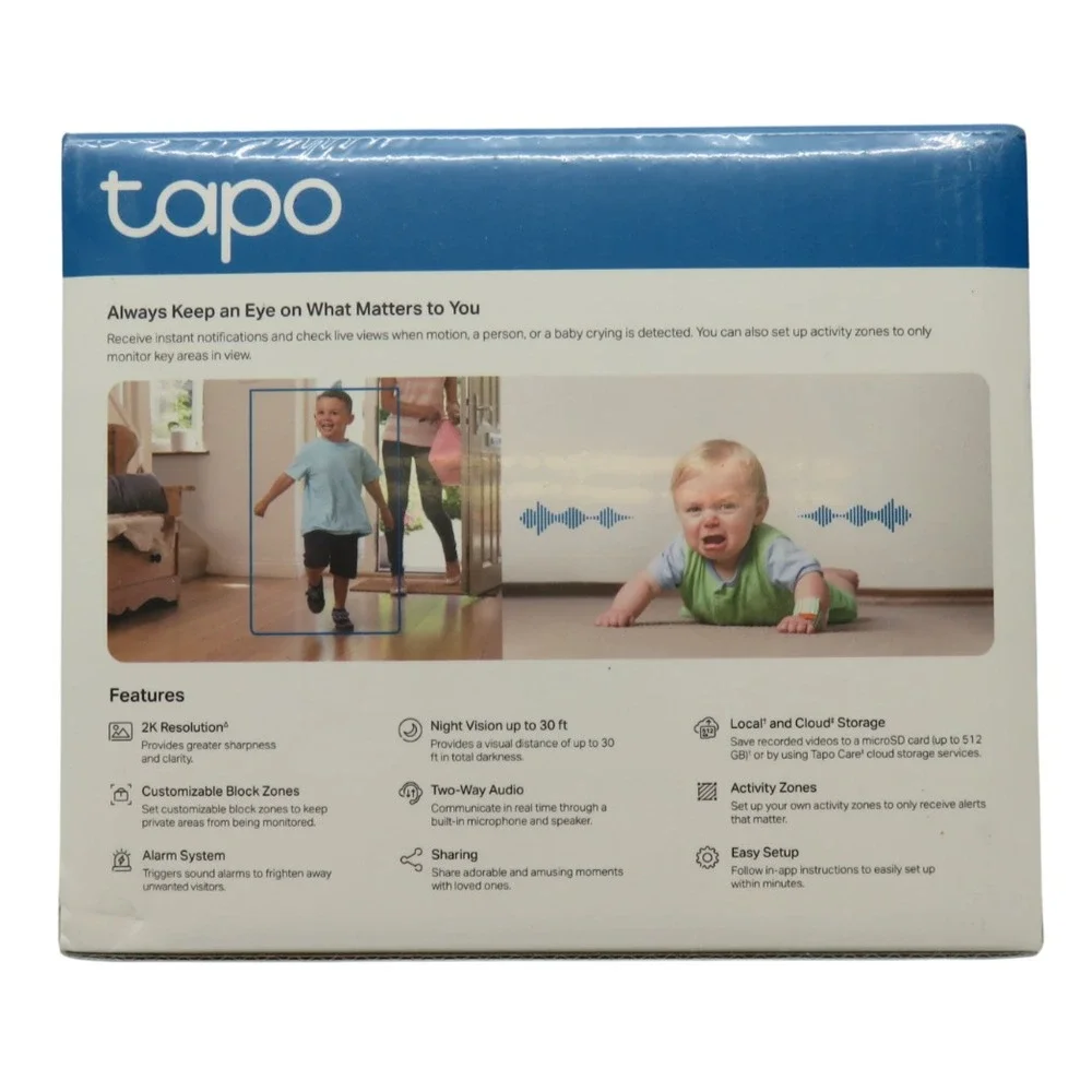 TP-LINK Tapo 2k Indoor Security‎ Wi-Fi Camera, Tapo C110 Night Vision, White